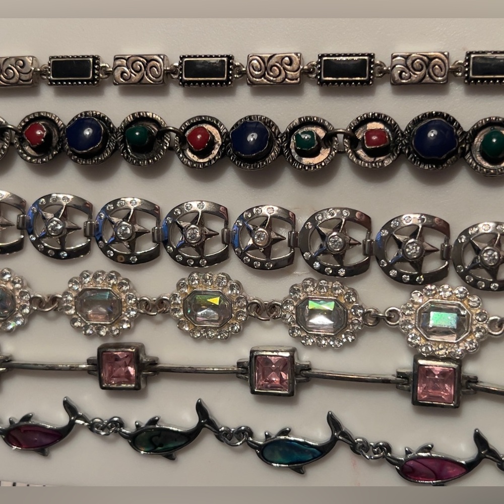 Silver Toned Multibrand Multi-Colored Gemstone Br… - image 3